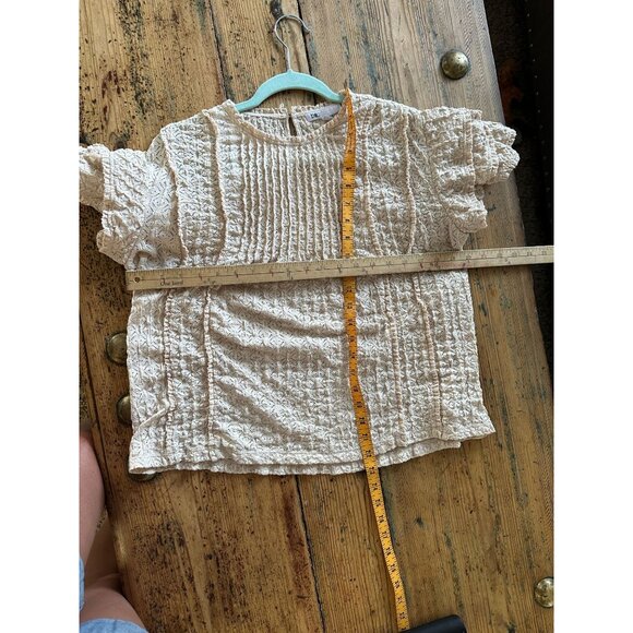 DR2 Womens Off White Blouse Small short sleeve textured‎ polyester round neck - Picture 8 of 8